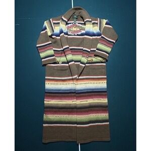 Ralph Lauren Wool Hand Knit Southwestern Aztec Cardigan Sweater Medium RRL Vtg